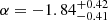 $ \alpha=-1.84^{+0.42}_{-0.41} $
