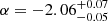 $ \alpha=-2.06^{+0.07}_{-0.05} $
