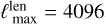 $\ell _{\max }^{{\rm{len}}} = 4096$