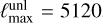 $\ell _{\max }^{{\rm{unl}}} = 5120,\,$