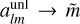 $a_{lm}^{{\rm{unl}}} \to \tilde m$