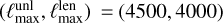 $\left( {\left( {\ell _{\max }^{{\rm{unl}}},\,\ell _{\max }^{{\rm{len}}}} \right) = \left( {4500,\,4000} \right)} \right)$