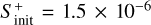 ${S_{{\rm{init}}}^ + = 1.5 \times {{10}^{ - 6}}}$