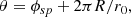 $$ \begin{aligned} \theta = \phi _{sp} + 2\pi R/r_0, \end{aligned} $$