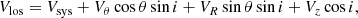 $$ \begin{aligned} V_{\mathrm{los} } = V_{\mathrm{sys} } + V_\theta \cos \theta \sin i + V_R\sin \theta \sin i + V_z\cos i, \end{aligned} $$
