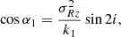$$ \begin{aligned} \cos {\alpha _1}=\frac{\sigma _{R z}^2}{k_1} \sin {2i},\end{aligned} $$