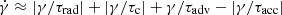 $ \dot{\gamma} \approx |{\gamma}/{\tau_{\mathrm{rad}}}| + |{\gamma}/{\tau_{\mathrm{c}}}| + {\gamma}/{\tau_{\mathrm{adv}}} - |{\gamma}/{\tau_{\mathrm{acc}}}| $