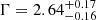 $ \Gamma=2.64^{+0.17}_{-0.16} $