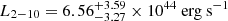 $ L_{\mathrm{2-10}}=6.56^{+3.59}_{-3.27}\times10^{44}~\mathrm{erg~s}^{-1} $