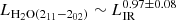 $ L_\mathrm{H_2O(2_{11}{-}2_{02})} \sim L_{\mathrm{IR}}^{0.97\pm0.08} $