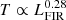 $ T \propto L_{\mathrm{FIR}}^{0.28} $