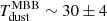 $ T^{\mathrm{MBB}}_{\mathrm{dust}} \sim 30 \pm 4 $