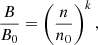 $$ \begin{aligned} \frac{B}{B_0}=\left( \frac{n}{n_0} \right)^k, \end{aligned} $$