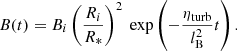 $$ \begin{aligned} B(t)=B_i \left( \frac{R_i}{R_*} \right)^2 \ \mathrm {exp} \left( -\frac{\eta _{\rm turb}}{l_{\rm B}^2} t \right). \end{aligned} $$