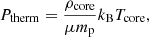 $$ \begin{aligned} P_{\rm therm}=\frac{\rho _{\rm core}}{\mu m_{\rm p}}k_{\rm B} T_{\rm core}, \end{aligned} $$