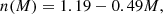 $$ \begin{aligned} n(M) = 1.19 - 0.49 M, \nonumber \end{aligned} $$