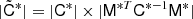 $ |{\tilde{\mathsf{C}}}^*| = |{\mathsf{C}}^*|\times|{\mathsf{M}}^{*T}{\mathsf{C}}^{*-1}{\mathsf{M}}^*| $