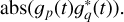 ${\rm{abs}}\left( {{g_p}\left( t \right)g_q^*\left( t \right)} \right)$
