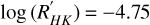 ${\rm{log}}\,\left( {R{\prime _{HK}}} \right) = - 4.75$