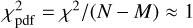 $\chi _{{\rm{pdf}}}^2 = {{{\chi ^2}} \mathord{\left/ {\vphantom {{{\chi ^2}} {\left( {N - M} \right) \approx 1}}} \right. \kern-\nulldelimiterspace} {\left( {N - M} \right) \approx 1}}$