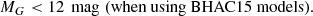 $$ \begin{aligned} M_G < 12\,\text{ mag} \,\, \text{(when} \text{ using} \text{ BHAC15} \text{ models)}. \end{aligned} $$