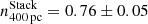 $ n^{\mathrm{Stack}}_{{400}\,\mathrm{pc}} = 0.76\pm 0.05 $
