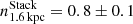 $ n^{\mathrm{Stack}}_{{1.6}\,\mathrm{kpc}} = 0.8\pm 0.1 $