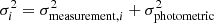 $ \sigma^2_i = \sigma^2_{\mathrm{measurement},i} + \sigma^2_{\mathrm{photometric}} $