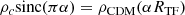$$ \begin{aligned} \rho _c\mathrm{sinc}(\pi \alpha ) = \rho _{\mathrm{CDM} }(\alpha R_{\mathrm{TF} }) \end{aligned} $$
