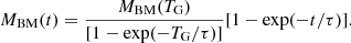 $$ \begin{aligned} { M_{\rm BM}(t) = { \frac{M_{\rm BM}(T_{\rm G})}{[1-\exp (-T_{\rm G}/\tau )] } } [1 - \exp (-t/\tau )] }. \end{aligned} $$