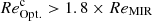 $ {Re}^{\mathrm{c}}_{\mathrm{Opt.}} > 1.8 \times {Re}_{\mathrm{MIR}} $