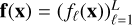 ${\bf{f}}\left( {\bf{x}} \right) = \left( {{f_\ell }\left( {\bf{x}} \right)} \right)_{\ell = 1}^L$