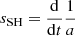 $ s_{\text{SH}} = \frac{\mathrm{d}}{\mathrm{d}t}\frac{1}{a} $