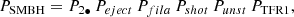 $$ \begin{aligned} P_{\rm SMBH}=P_{\rm 2\bullet }\,P_{eject}\,P_{fila}\,P_{shot}\,P_{unst}\,P_{\rm TFR1}, \end{aligned} $$