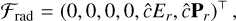 ${{\rm{F}}_{{\rm{rad}}}} = {\left( {0,0,0,0,\hat c{E_r},\hat c{{\bf{P}}_r}} \right)^ \top },$