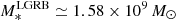 $ M_*^{{\rm LGRB}}\simeq 1.58 \times 10^{9}\,M_\odot $