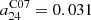 $ a_{24}^{\mathrm{C07}} = 0.031 $