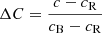 $ \Delta C=\frac{c-c_{\mathrm{R}}}{c_{\mathrm{B}}-c_{\mathrm{R}}} $