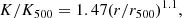 $$ \begin{aligned} K/K_{500} = 1.47 (r/r_{500})^{1.1} , \end{aligned} $$