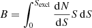$ B = \int_{0}^{S_{\mathrm{excl}}} \frac{\mathrm{d}N}{\mathrm{d}S} S\,\mathrm{d}S $