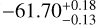 $ - 61.70_{ - 0.13}^{ + 0.18}$