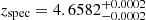 $ z_\mathrm{{spec}}=4.6582^{+0.0002}_{-0.0002} $