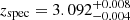 $ z_\mathrm{{spec}}=3.092^{+0.008}_{-0.004} $