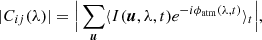 $$ \begin{aligned} |C_{ij}(\lambda )| = \Big | \sum _{\boldsymbol{u}} \langle I(\boldsymbol{u},\lambda , t) e^{-i \phi _{\rm atm}(\lambda , t)} \rangle _t \Big |, \end{aligned} $$