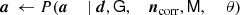 $$ \begin{aligned} {\boldsymbol{a}}&\,\leftarrow P({\boldsymbol{a}}&\, \mid \boldsymbol{d},&\,\mathsf G ,&\,{\boldsymbol{n}}_{\rm corr},&\,\mathsf M ,&\,&\,\theta )\end{aligned} $$