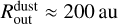 $R_{{\rm{out}}}^{{\rm{dust}}} \approx 200\,\,{\rm{au}}$