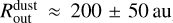 $R_{{\rm{out}}}^{{\rm{dust}}} \approx 200 \pm 50\,{\rm{au}}$