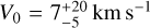 ${V_0} = 7_{ - 5}^{ + 20}\,{\rm{km}}\,{{\rm{s}}^{ - 1}}$