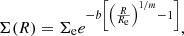 $$ \begin{aligned} \Sigma (R)=\Sigma _{\rm e} e^{-b\left[\left(\frac{R}{R_{\rm e}}\right)^{1/m}-1\right]}, \end{aligned} $$