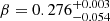 $ \beta = 0.276_{-0.054}^{+0.003} $